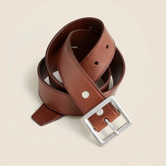 NWT J. Crew Wallace & Barnes Italian leather belt with square brass buckle - Picture 1 of 6